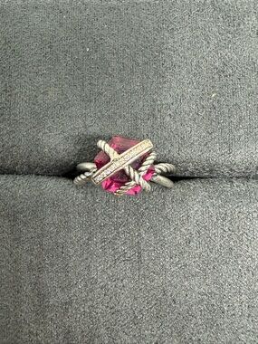 David Yerman, pink tourmaline wrap ring with white diamonds